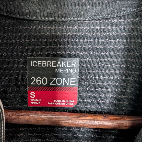 Icebreaker Merino Wool 260 Zone Black Gray Quarter Zip Pullover Small - Picture 7 of 15